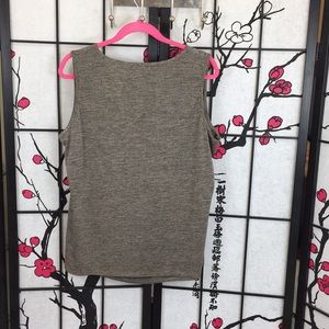 Dressbarn Sleeveless Top Khaki Grey Xowl Neck 1X